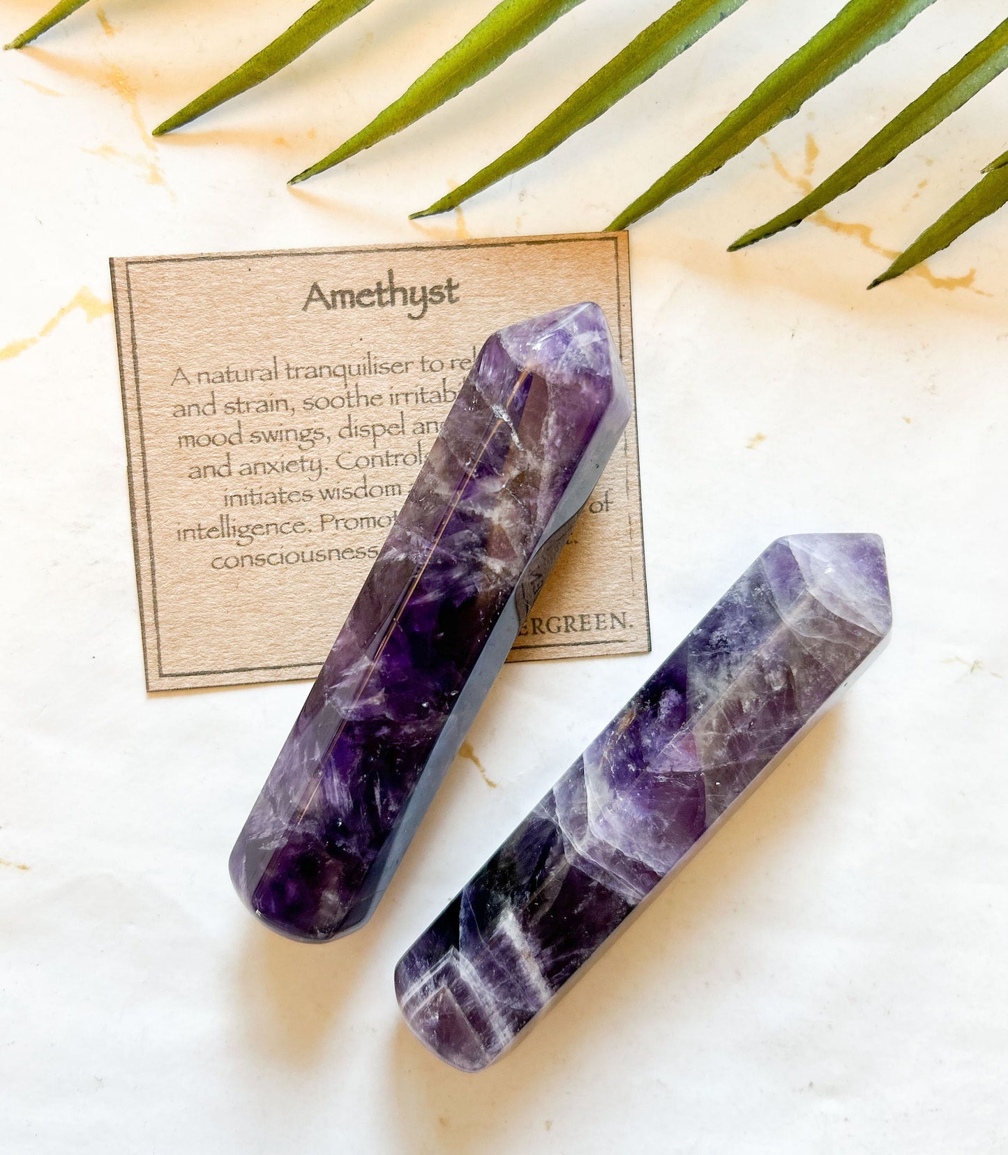Banded Amethyst 6-Faceted Massage Wand - Balance, Contentment & Wisdom
