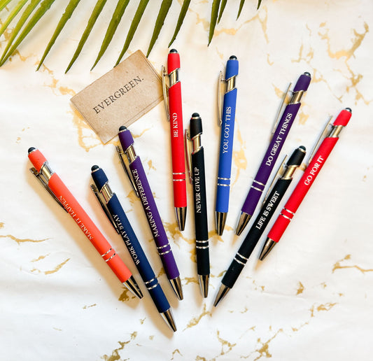 Inspirational Ballpoint Pen With Stylus Tip - Wide Variety Available!
