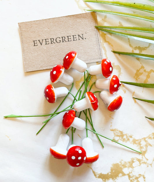 Fairy Garden Mini Red Mushroom - With Craft Wire