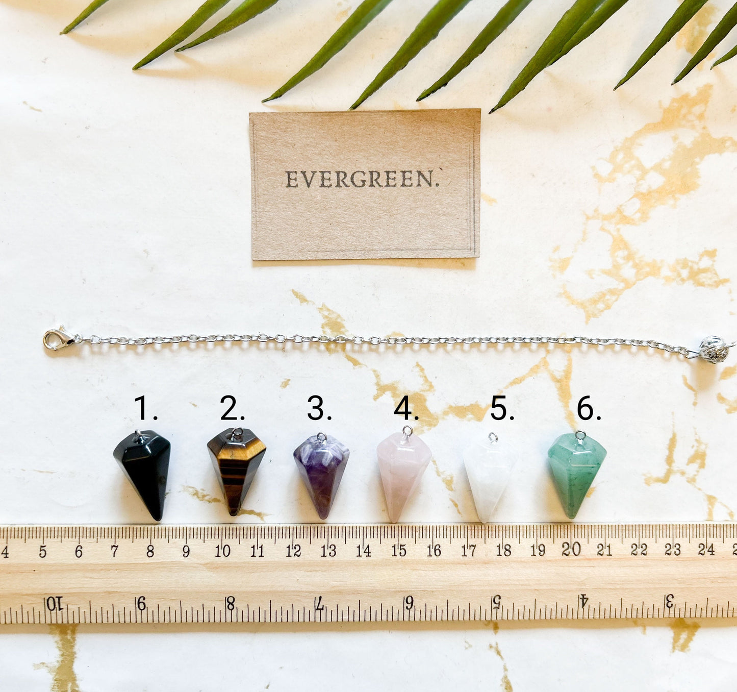 Crystal Pendulum Divination / Dowsing / Reiki - Black Obsidian, Gold Tiger Eye, Rose Quartz, Amethyst, Quartz & Green Aventurine