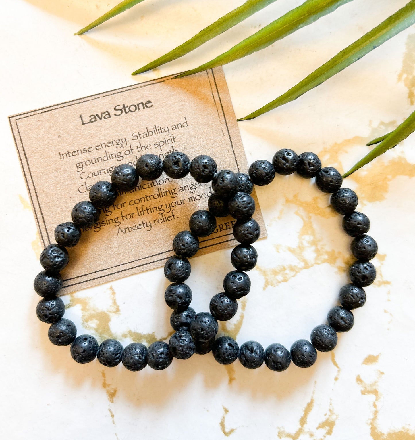 Lava Stone Beaded Bracelet - Stability, Courage & Strength