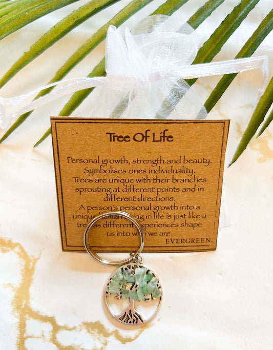 Tree Of Life Crystal Chip Keychain - Wide Variety Available!