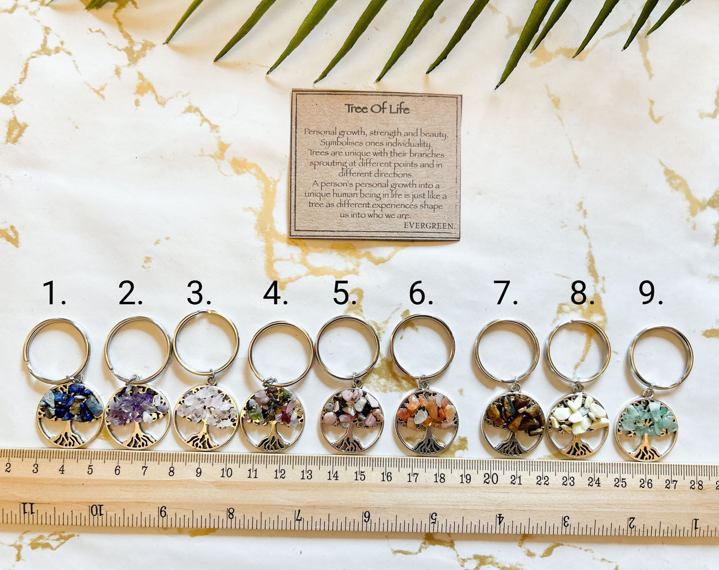 Tree Of Life Crystal Chip Keychain - Wide Variety Available!