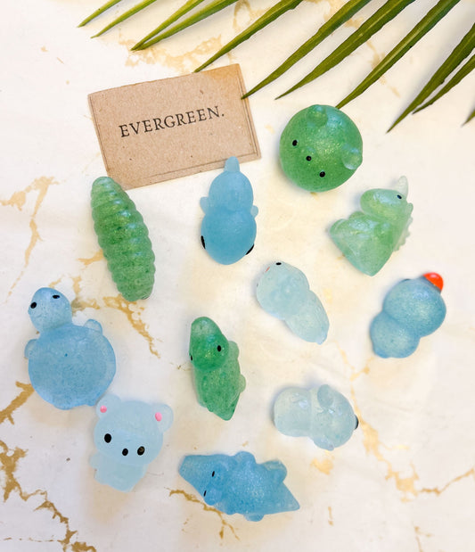 Blue / Green Stress Relief Glitter Squishy Animal - Wide Variety Available!