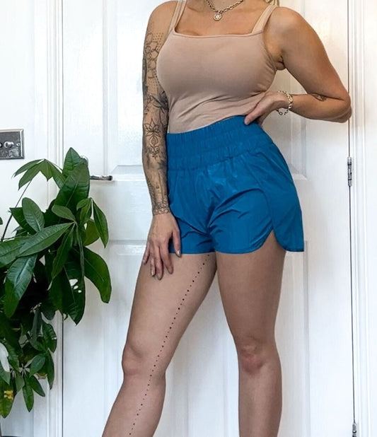 Blue Elasticated Waistband Shorts - Gym, Fitness, Sports, Fashion