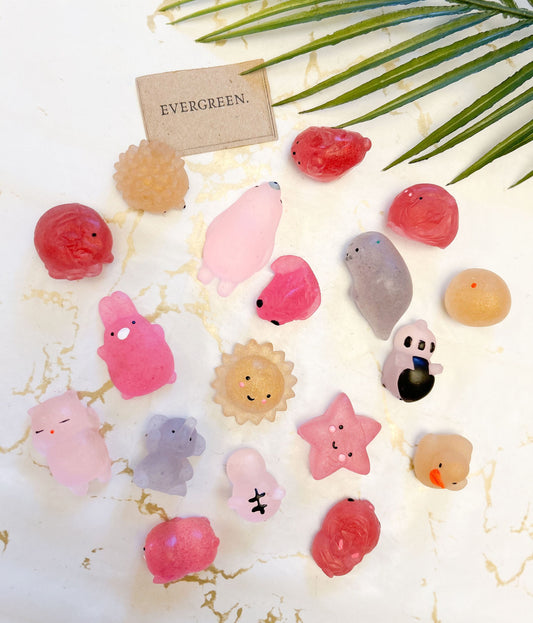 Pink / Gold / Red Stress Relief Squishy Glitter Animals - Wide Variety Available!