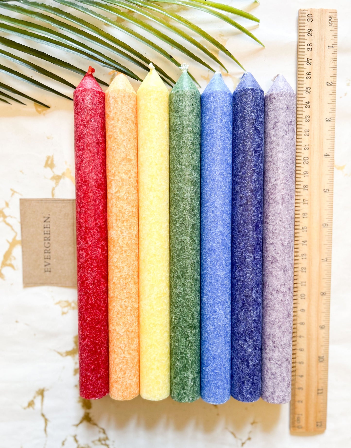 7 Chakra Scented Handmade Fairtrade Palm Wax Dinner Candles
