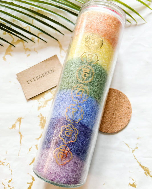 7 Chakra Handmade Fairtrade 100hr Palm Wax & Recycled Glass Jar Candle