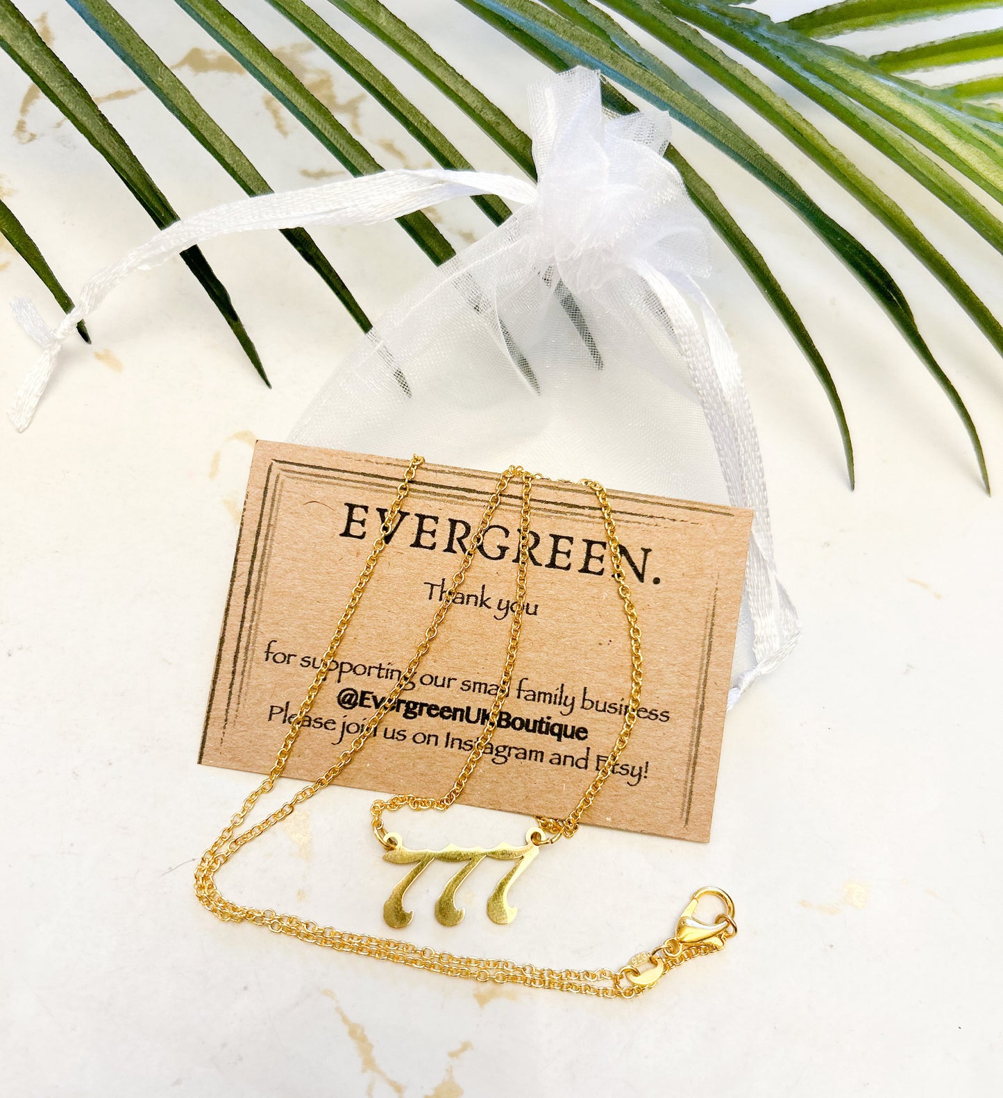 Gold / Silver Angel Numbers Pendant & Chain - 111, 222, 333, 444, 555, 666, 777, 888, 999