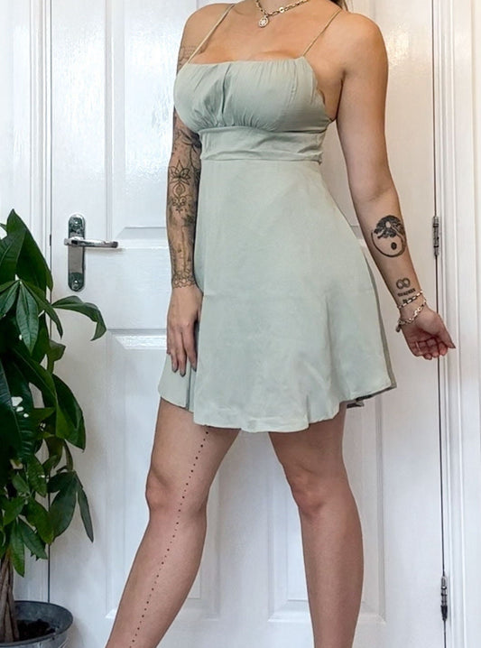 Sage Green Floaty Hem Mini Dress