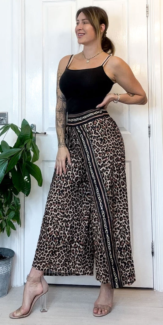 Leopard / Cheetah Print Wrap Trousers Skirt