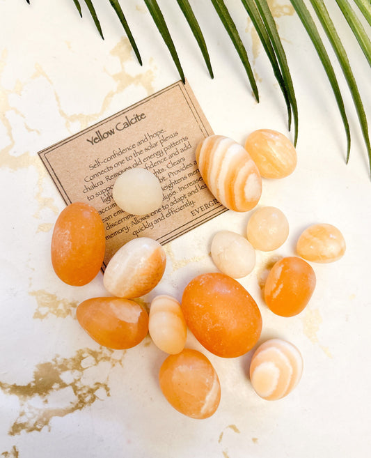 Yellow Calcite Crystal Tumbled Stone - Self-Confidence, Hope & Light