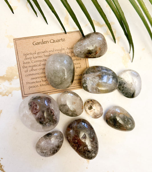 Garden Quartz Crystal Tumbled Stone - Growth, Healing & Communication