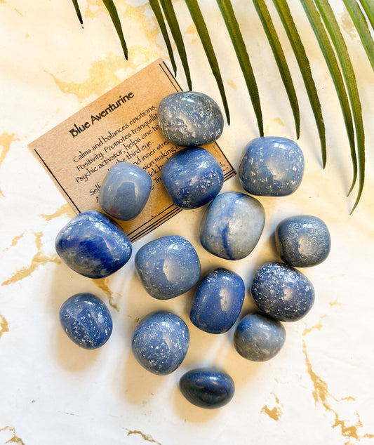 Blue Aventurine Crystal Tumbled Stone - Positivity, Tranquility & Inner Strength