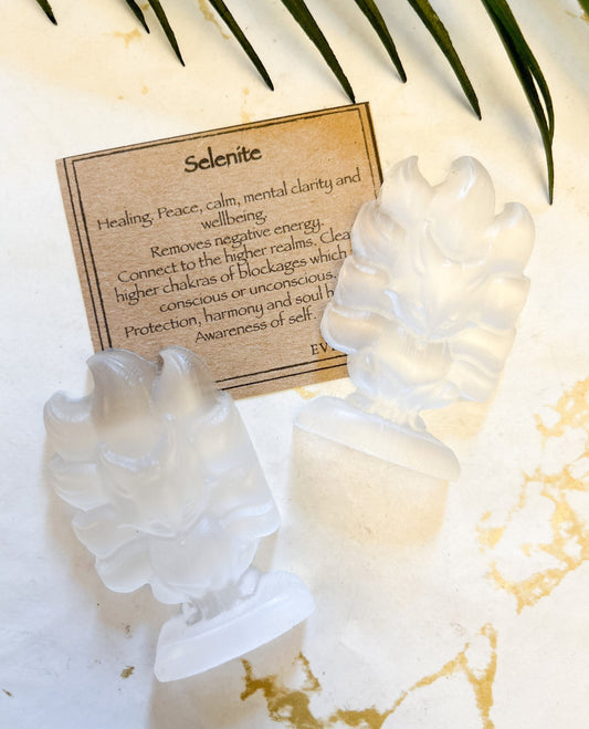 Selenite Crystal Fox Carving - Healing, Peace & Clarity