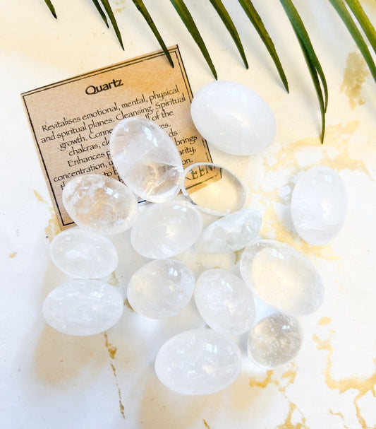 Quartz Crystal Tumbled Stone - Growth, Balance & Clarity