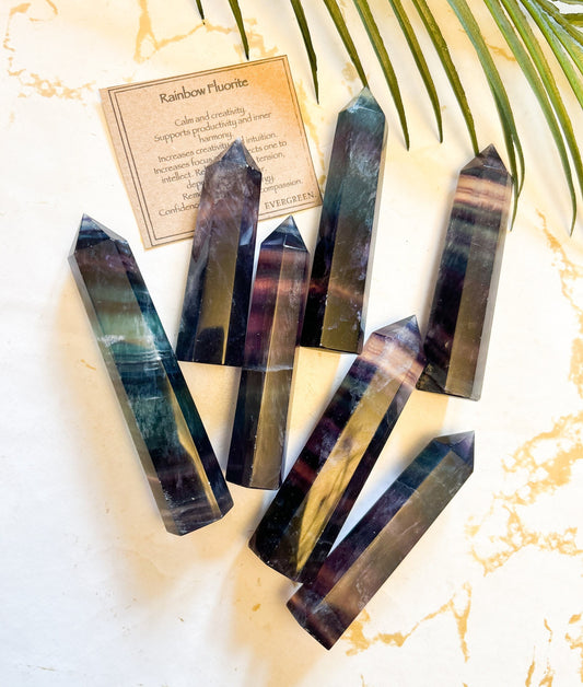 Rainbow Fluorite Crystal Tower / Obelisk - Confidence, Relaxation & Compassion