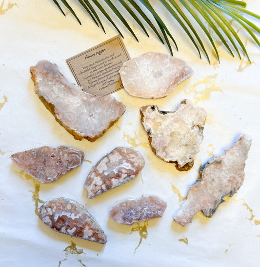 Flower Agate Crystal Slice - Protection, Manifestation & Harmony