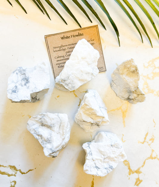 Raw / Rough White Howlite Crystal - Calming, Awareness & Patience