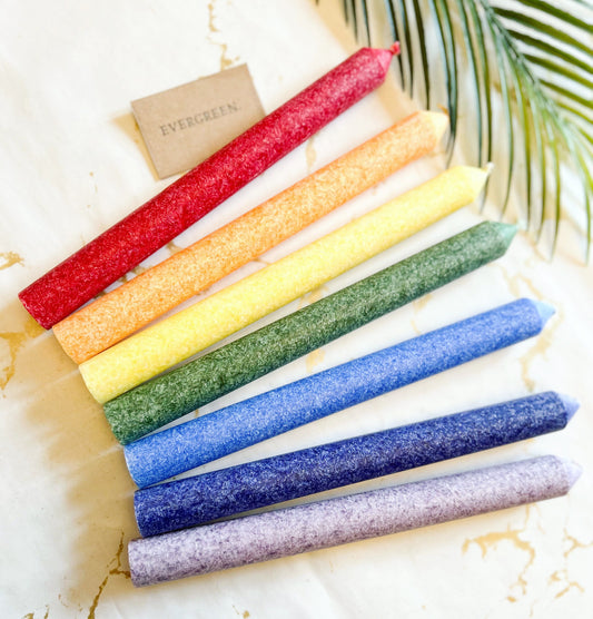 7 Chakra Scented Handmade Fairtrade Palm Wax Dinner Candles