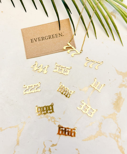 Gold / Silver Angel Numbers Pendant & Chain - 111, 222, 333, 444, 555, 666, 777, 888, 999