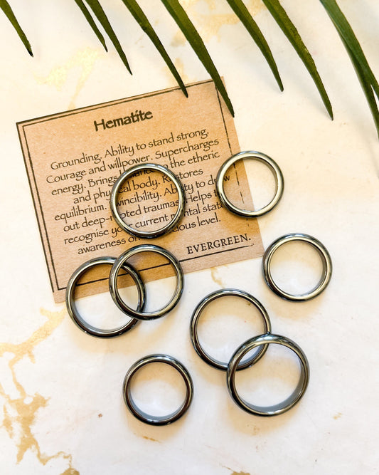 Hematite Crystal Ring - Grounding, Courage & Willpower