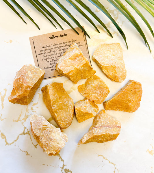 Raw / Rough Yellow Jade Crystal - Wisdom, Courage & Grounding