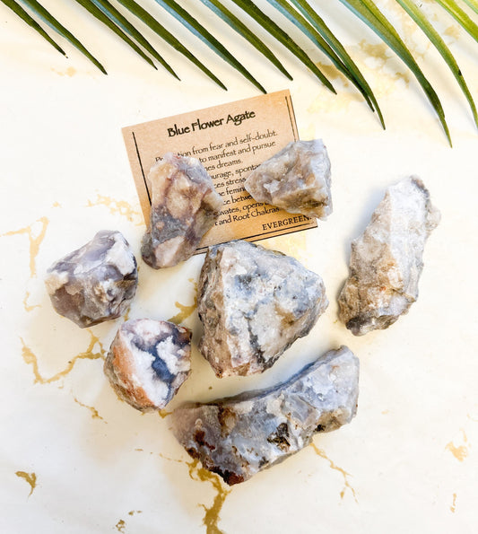 Raw / Rough Blue Flower Agate Crystal - Protection, Inspiration & Manifestation