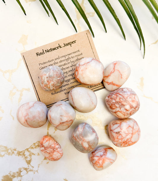 Red Network Crystal Tumbled Stone - Protection, Strength & Empowerment
