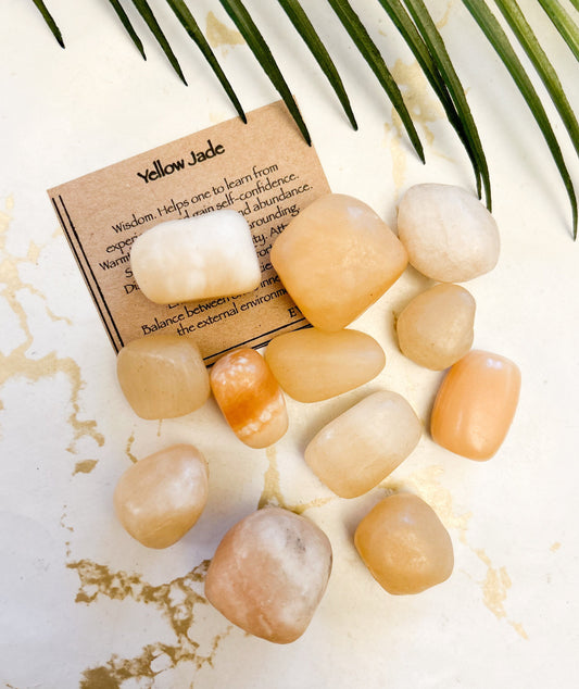 Yellow Jade Crystal Tumbled Stone - Wisdom, Courage & Grounding