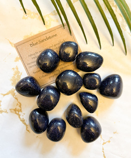 Blue Sandstone Crystal Tumbled Stone - Success, Good Luck & Manifestation