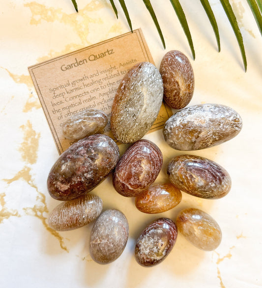 Thousand Layer Garden Quartz Crystal Tumbled Stone - Growth, Communication & Mindfulness