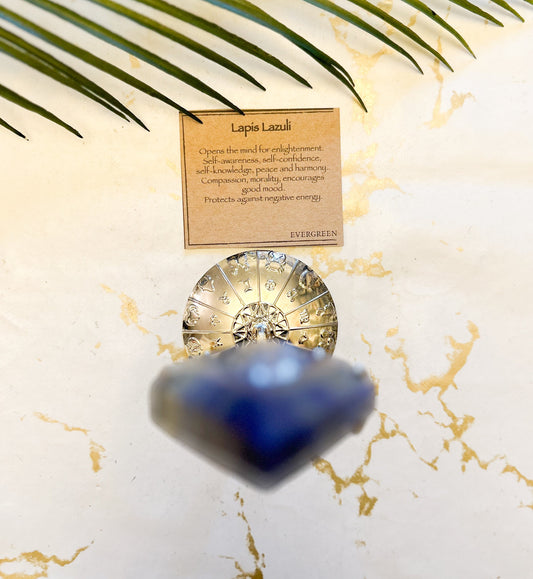 Lapis Lazuli Crystal Diamond On A Zodiac Stand - Protection, Enlightenment & Self-Awareness