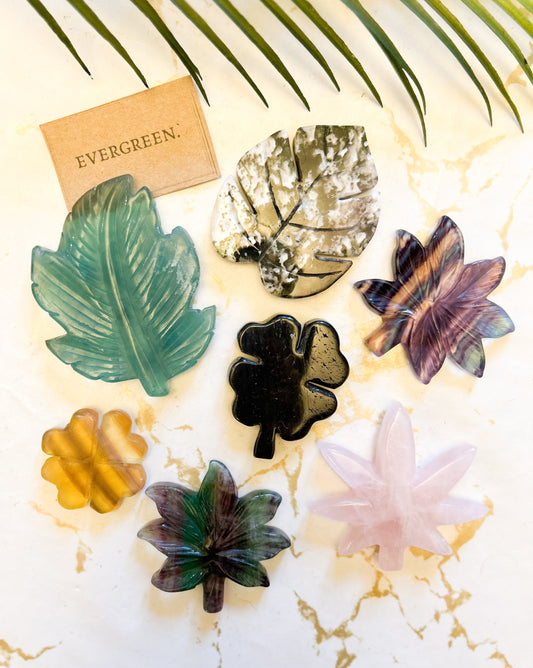 Crystal Flower / Leaf Carving - Wide Variety Available!