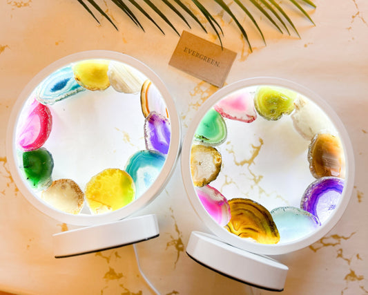 Agate Crystal Slice USB LED Light Table Lamp
