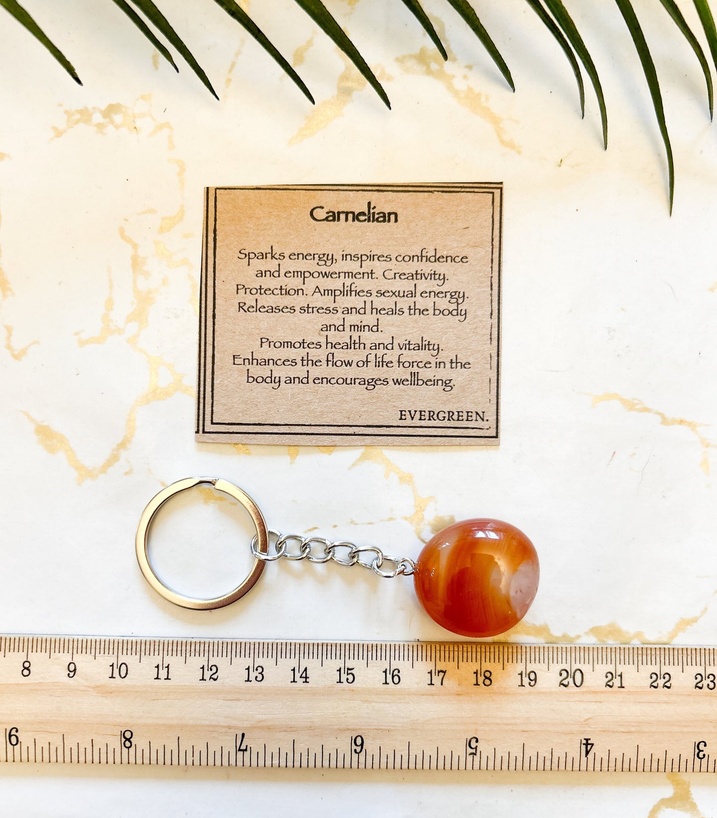 Carnelian Crystal Tumbled Stone Keychain - Confidence, Empowerment & Creativity