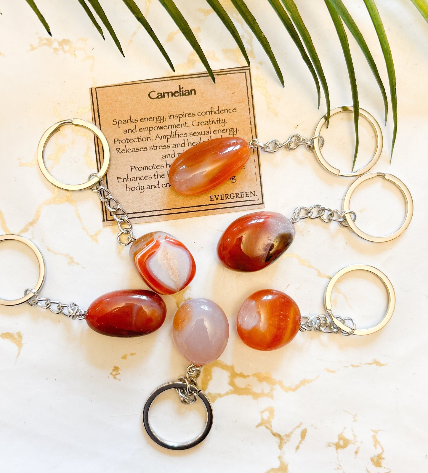 Carnelian Crystal Tumbled Stone Keychain - Confidence, Empowerment & Creativity