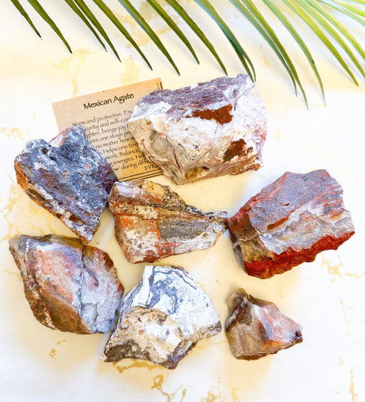 Raw / Rough Mexican Agate Crystal - Protection, Security & Self-Confidence
