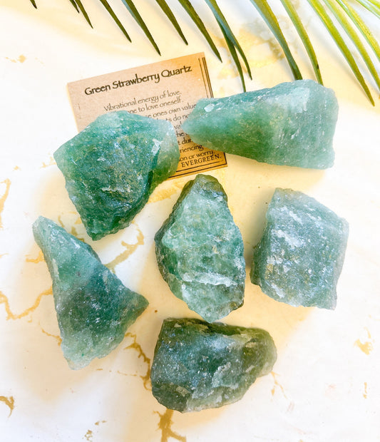 Raw / Rough Green Strawberry Quartz Crystal -  Love, Value & Talent