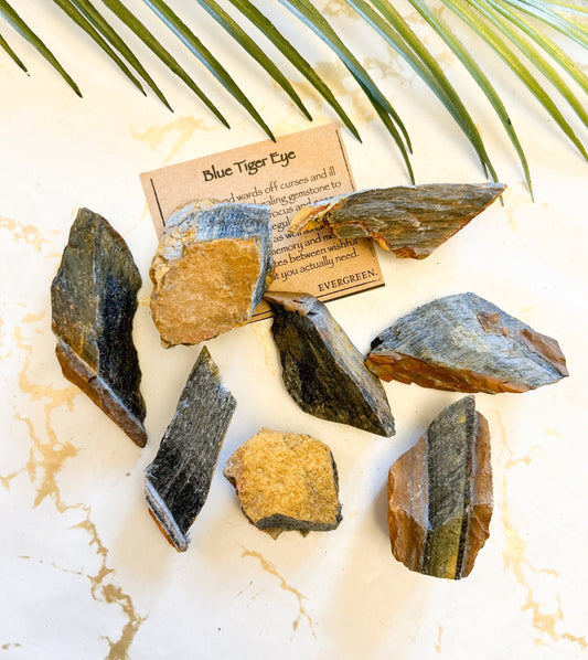 Raw / Rough Blue Tiger Eye Crystal - Protection, Calming & Balance