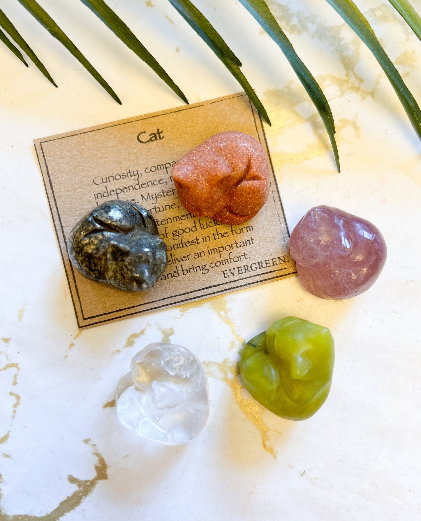 Sleeping / Curled Up Cat Crystal Carving - Wide Variety Available!