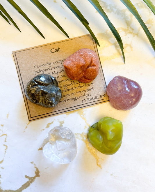 Sleeping / Curled Up Cat Crystal Carving - Wide Variety Available!