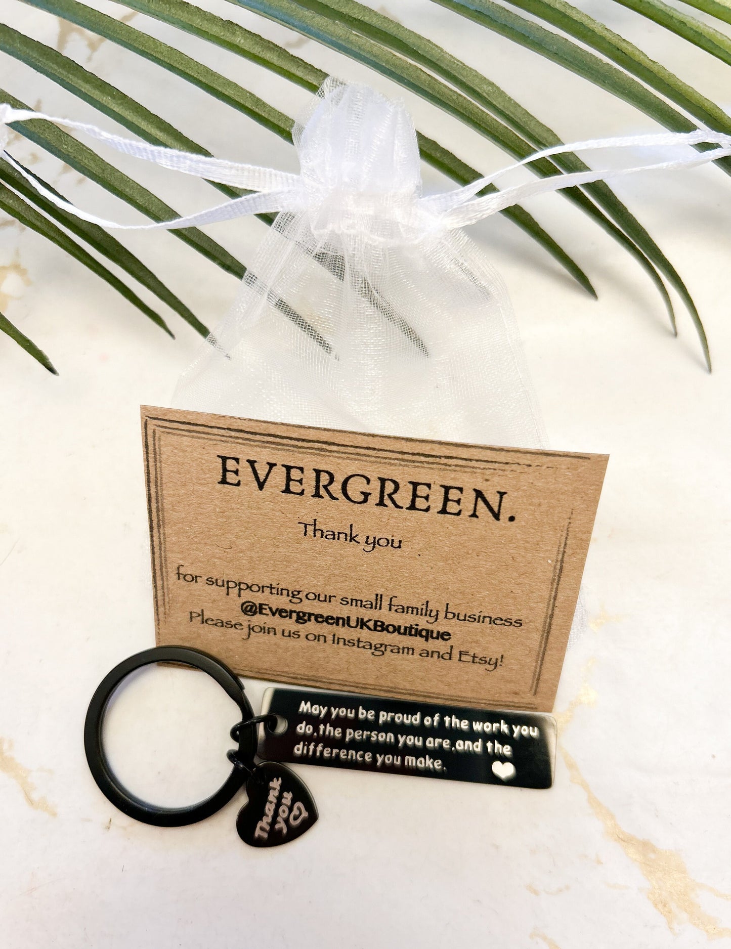 May You Be Proud Of The Work You Do - Keychain With Thank You Heart
