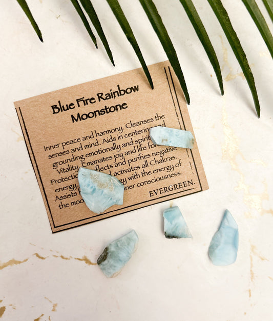 Raw / Rough Blue Fire Rainbow Moonstone - Peace, Harmony & Grounding