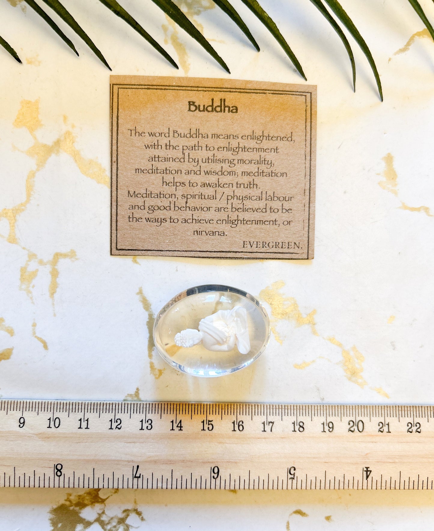 Buddha Crystal Resin Worry / Palm Stone - Wisdom, Meditation & Enlightenment