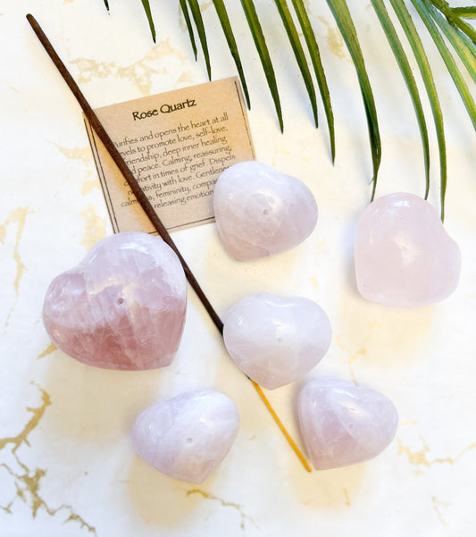 Rose Quartz Crystal Heart Incense Stick Holder - Love, Compassion & Healing