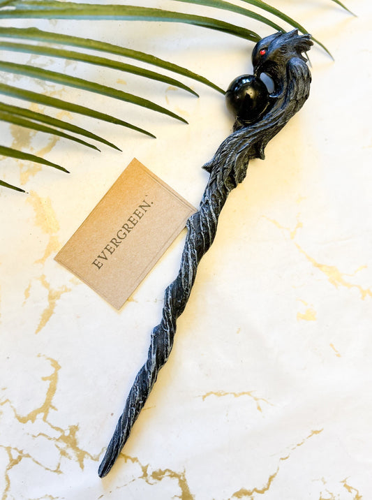 Black Raven Magic Wand - Ancient Wisdom, Intelligence & Transformation