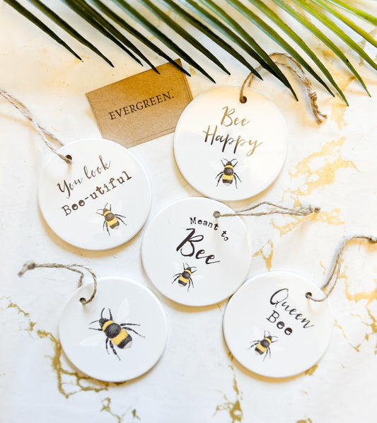 Bumble Bee Ceramic Hanging Sign - Meant To Bee / Bee Happy / You Look Bee-utiful /Queen Bee