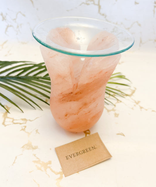 Himalayan Salt Tulip Shaped Oil Burner - Peace, Love & Healing