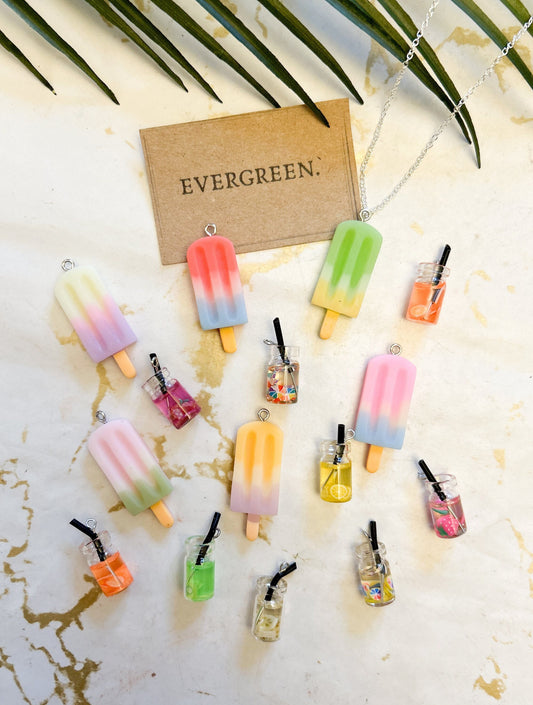 Summer Holiday Pendant - Charm - Ice Lolly / Ice Cream / Cocktail / Drink / Juice / Squash